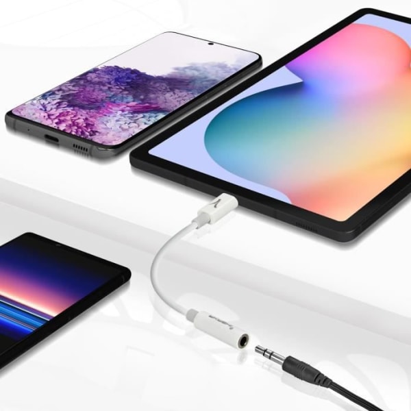 Akashi Fleksibel USB-C til 3,mm jack-lyd- og mikrofonlydadapter Hvid
