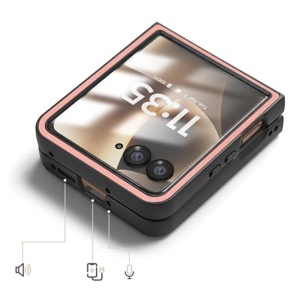 Fodral med lock för Motorola Razr 70 Ultra Skydd Fällbart Hårt Läder Effekt Rosa Ros
