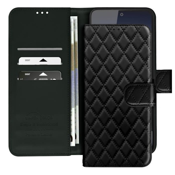 Fodral för Redmi Note 14 4G Plånboksdesign Diamantmönster Svart Svart