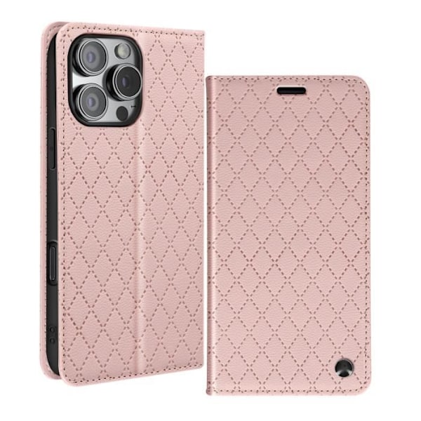 Foliofodral till iPhone 16 Pro Max - AVIZAR - Diamantkorthållare Videostöd - Rosa Rosa