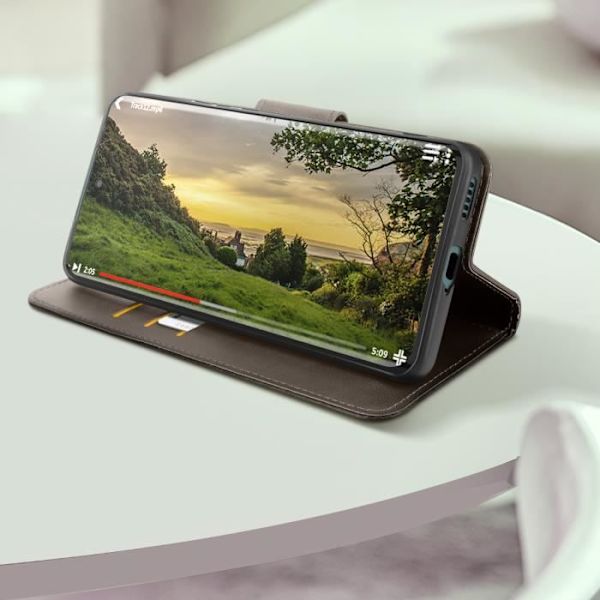Fodral för Honor Magic 6 Lite 5G - AVIZAR - Flip Wallet Support handledsrem - Mörkgrå Grå