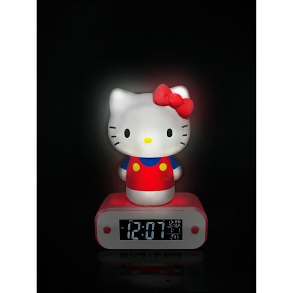 Luminous Hello Kitty-figur - TEKNOFUN - väckarklockafunktion och visning av tid, datum och temperatur