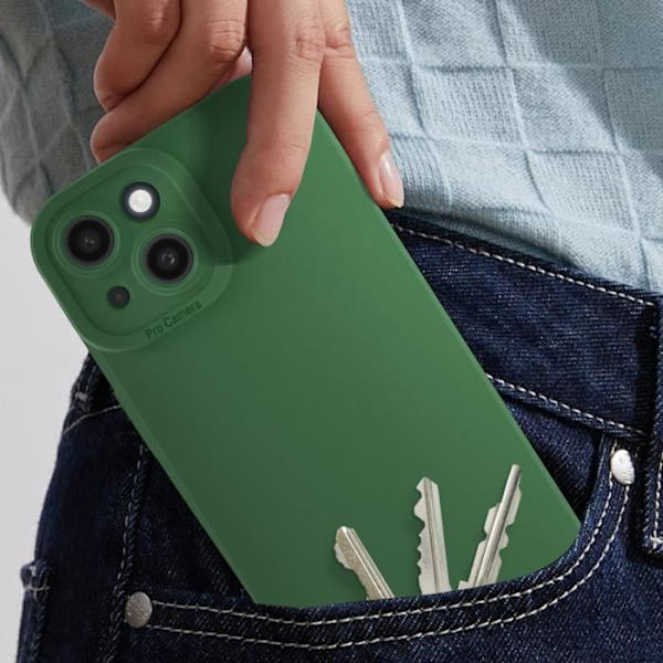 Skal till iPhone 15 Silikon Matt Kameraskydd Grön Grön