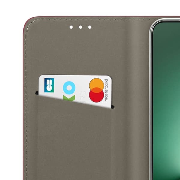 Honor Magic 8 Lite -kansio, jossa on korttipidike ja videotuki, Bordeaux Röd