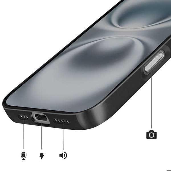 MagSafe-cover til iPhone 16, hård med glasbeskyttelse til kamera, sort Svart