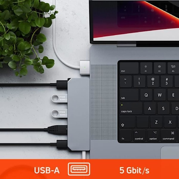 Hub til MacBook USB C til USB-C PD, Ethernet, 2 USB + USB-C, Jack Satechi Grey