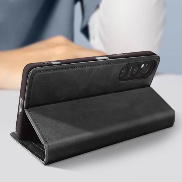 Sony Xperia 1 V etui Sort skakternet mønster etui