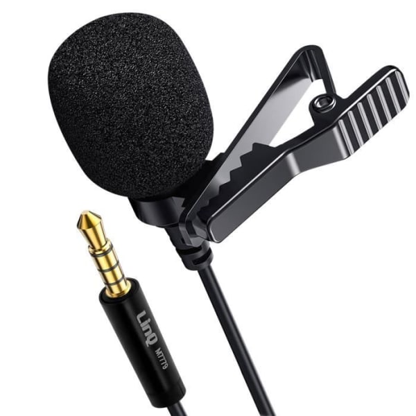 Micro-krawat - LinQ - Jack 3.5mm - Støjdæmpning - 1.5m - Sort Svart