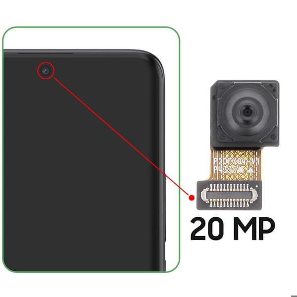 Frontkamera Selfie 20MP til Redmi Note 14 Pro Plus Erstatningsdel Sort Svart