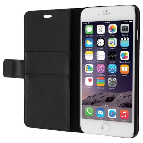 Fodral Folio - Avizar - iPhone 6 Plus - Ekoklädsel - Svart - Fullständigt skydd Svart