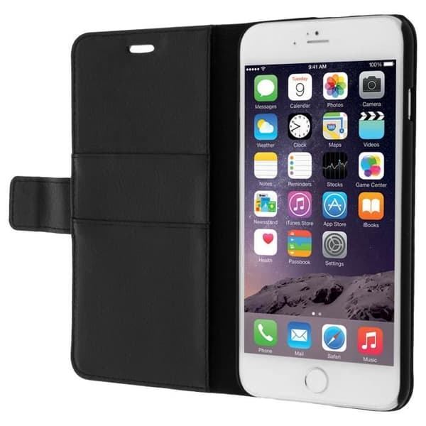 Housse Etui Folio - Avizar - iPhone 6 Plus - Eco-læder - Sort - Fuld beskyttelse Svart