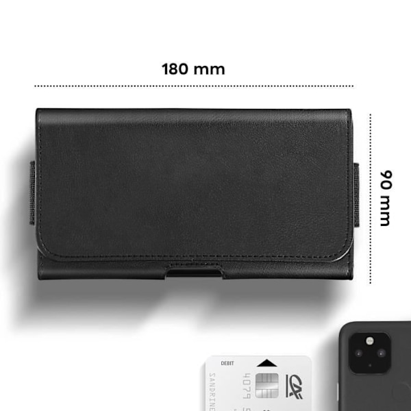 Bältesfodral för smartphone - MYWAY - Storlek XXL - Klämfäste - Svart eko-läder Svart
