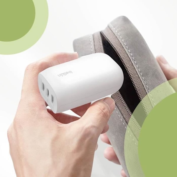 Laddare 67W 3 USB-C portar Power Delivery Kompakt Design Belkin Vit Vit