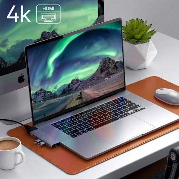 Hub USB C dual til MacBook HDMI 2 USB USB C Ethernet Micro-SD Satechi Grå