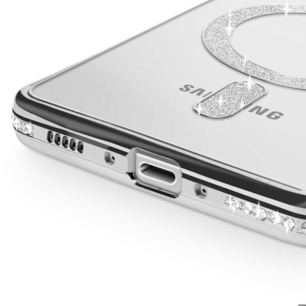 Coque Diamant pour Samsung Galaxy A26 MagSafe Contour Strass Argent Grå