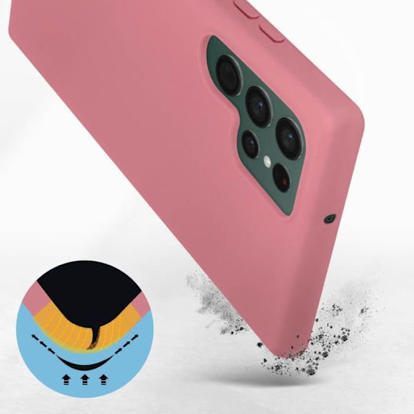 Skyddsfodral AVIZAR för Samsung Galaxy S22 Ultra - Halvstyv silikon - Soft-touch finish Rosa Rosa