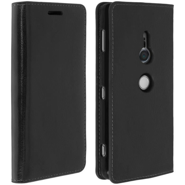 Etui - AVIZAR - Sony Xperia XZ2 - Ægte læder - Standfunktion - Sort svart