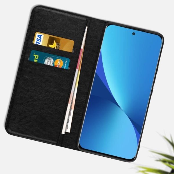 Fodral Xiaomi 12 Pro Flip Wallet Video Support Funktion Svart