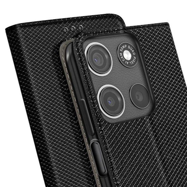 Etui til Motorola Moto G15 og Moto G15 Power Klap Lomme til kort Sort Svart
