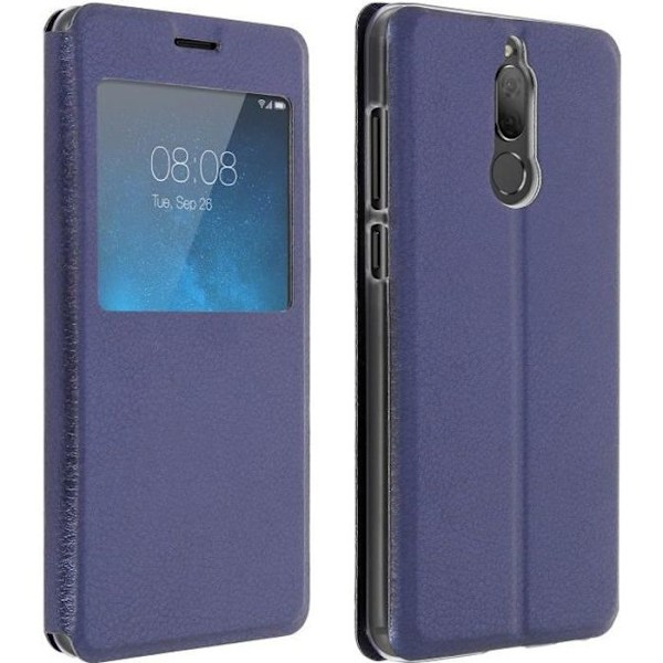 Etui Huawei Mate 10 Lite - AVIZAR - Housse Clapet à Fenêtre - Eco-läder - Mörkblå - Hårdskal Midnattsblå