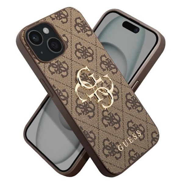 iPhone 15 Plus Case Præcise Udsparinger og Forhøjede Kanter Guess Brun kastanj