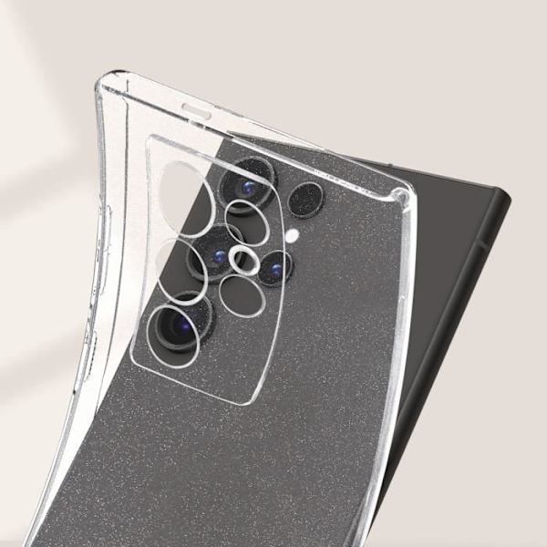 AVIZAR puolijäykkä kotelo Samsung S24 Ultralle - Läpinäkyvä glitter - Kameran suojaus Transparent