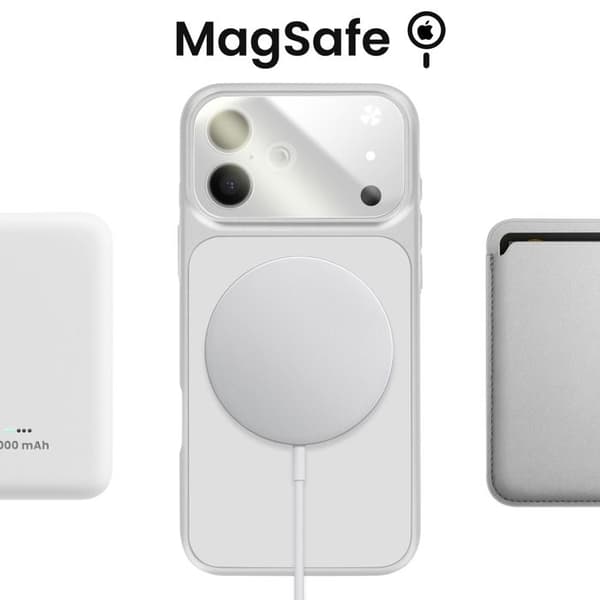 MagSafe-cover til iPhone 17, hård med glasbeskyttelse til kamera, sølv Grå