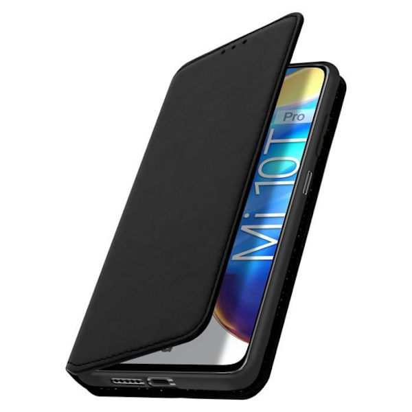 Cover - AVIZAR - Xiaomi Mi 10T / Mi 10T Pro - Økolæder - Standfunktion - Sort Svart