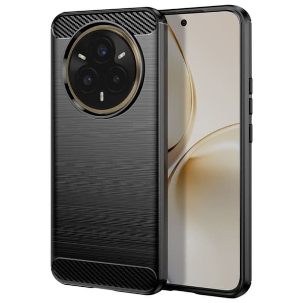 Coque - Realme - 14 Pro Plus - Silikone - Carbon Design - Børstet Sort Svart