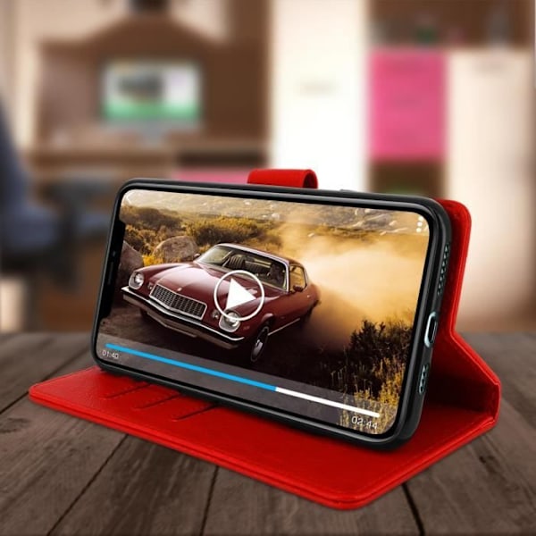 AVIZAR iPhone 11 Pro Fodral - Heltäckande röd korthållare - Videostödfunktion Röd