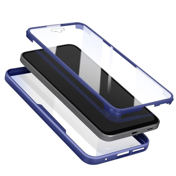 Heldeksel til Galaxy A17 med Silikonkant og Blå Touchmembran Blå