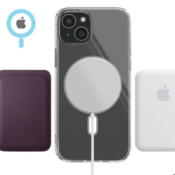 MagSafe-cover til iPhone 15 Plus Essential Design med Forstærkede Hjørner Zanaé Transparent Vit