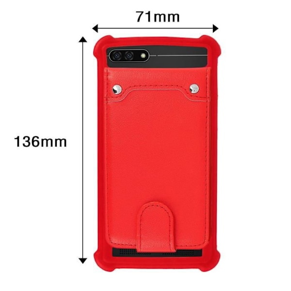 Smartphone cover - Universal - Rød - Silikone - Blød - Kortholder Röd