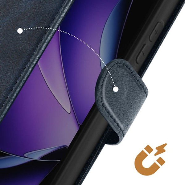 Etui för Oppo Reno 13 F och 13 FS med rem, klaff, stödfunktion, plånbok, midnattsblå Blå