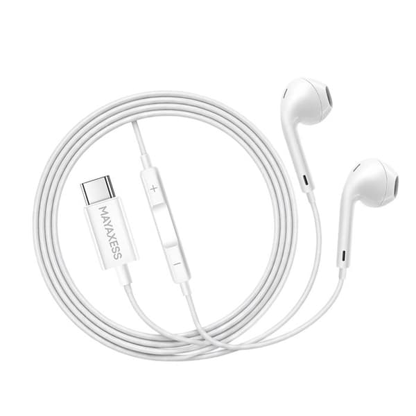 USB-C Trådade Hörlurar med Inbyggd Mikrofon för Pixel 7 Mayaxess Vit Vit