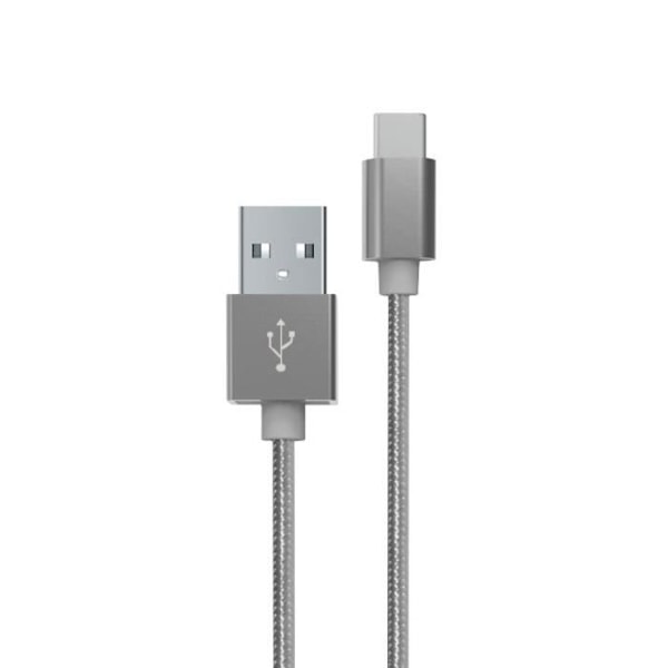 MYWAY FLÄTAD KABEL USB-A USB-C 1M GRÅ