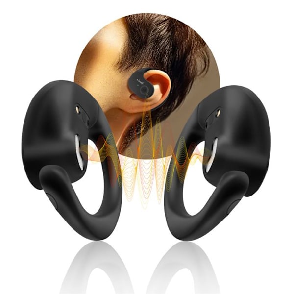 Bluetooth headset Clip Bone Conduction Micro Call Touch Tactile LinQ Black Svart