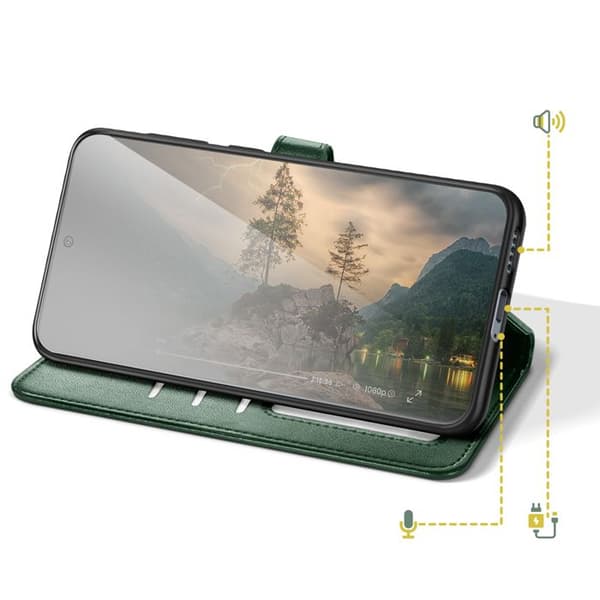 Folio Wallet Case til Honor Magic 8 Lite med Håndledsrem og Kortholder Mørkegrøn Grön