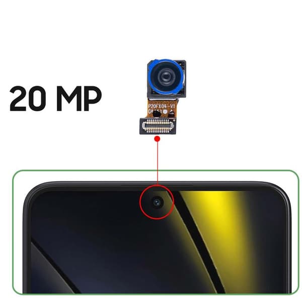 Frontkamera til Xiaomi Poco F6 20MP Selfie-sensor med forbindelseskabel Sort / Blå