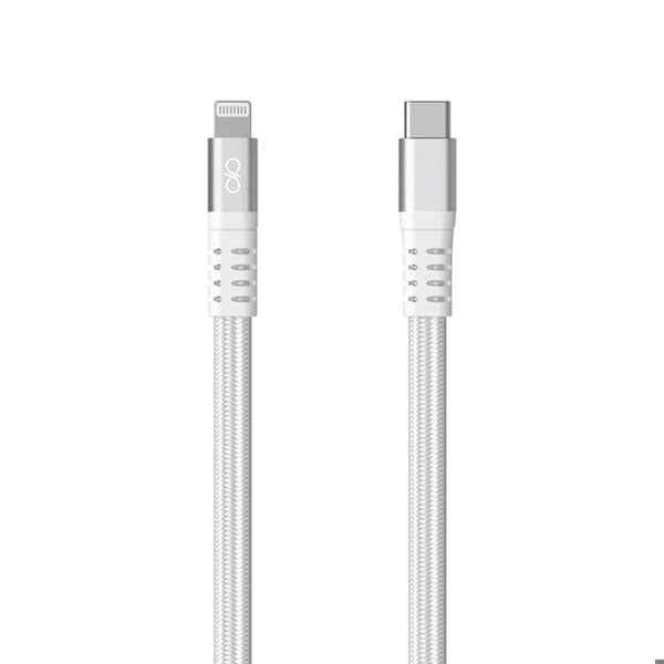 USB-kabel - FORCE POWER - Förstärkt magnetisk USB-C till Lightning - 60W PD 3A - Platt 1,2m - Vit