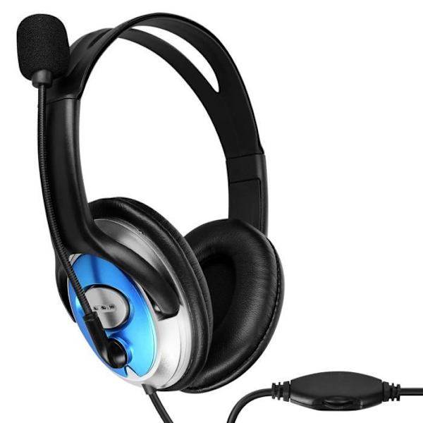 Kabelanslutet headset Mikrofon Dubbelt uttag 3,5 mm med volymfjärrkontroll LinQ Black Svart