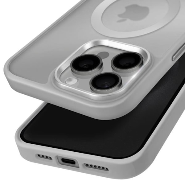 Coque MagSafe för iPhone 15 Pro Max Matt Frostad Baksida Grå Kant Grå