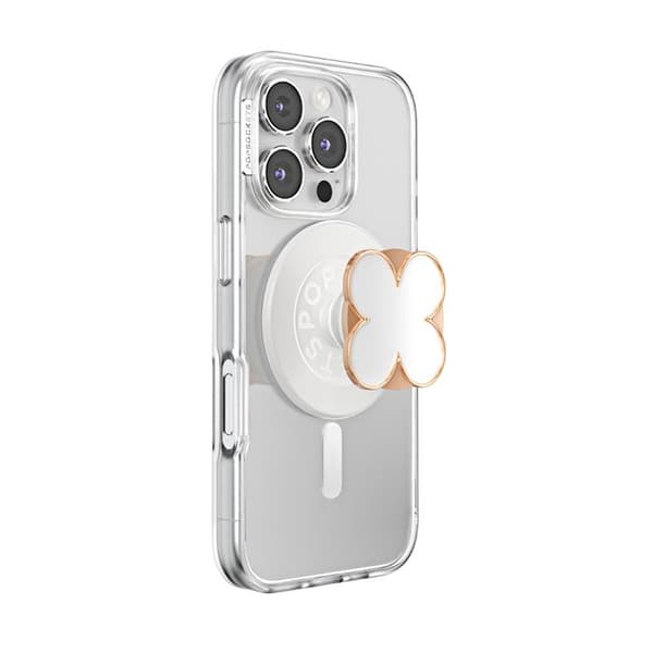 Support Smartphone PopGrip Premium Motif Emalje Kløver Solid Fastgørelse PopSockets Rosaguld Roséguld