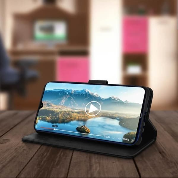 Folio-etui - AVIZAR - Xiaomi Redmi Note 8 - Heldeksel - Videostøtte - Sort Svart
