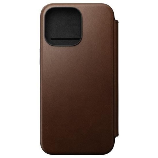 Nomad Folio Modern Læder Flip Cover til iPhone 15 Pro Max Brun