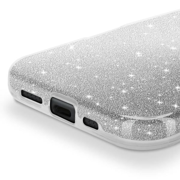 Glittercase för iPhone 16 Plus Stötsäker Glittrande Silver Grå