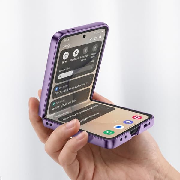 Sammenfoldelig etui til Galaxy Z Flip 8 med anker og lilla kromkant Violett
