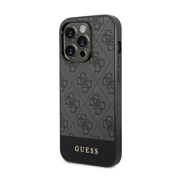 Guess 4G Bottom Stripe Metal Logo Collection iPhone 14 Pro -kotelo (harmaa) - 3666339088569