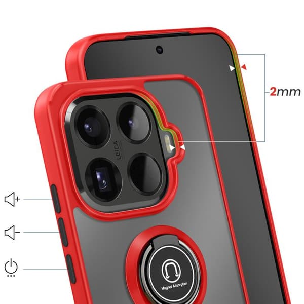 Coque Ring - AVIZAR - Xiaomi 15T Pro - Röd - Magnetisk - Videostöd Röd