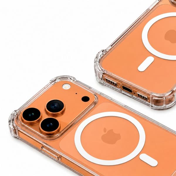 MagSafe-cover til iPhone 17 Pro Max Stødabsorberende Bumper med Forstærkede Hjørner Gennemsigtig Vit